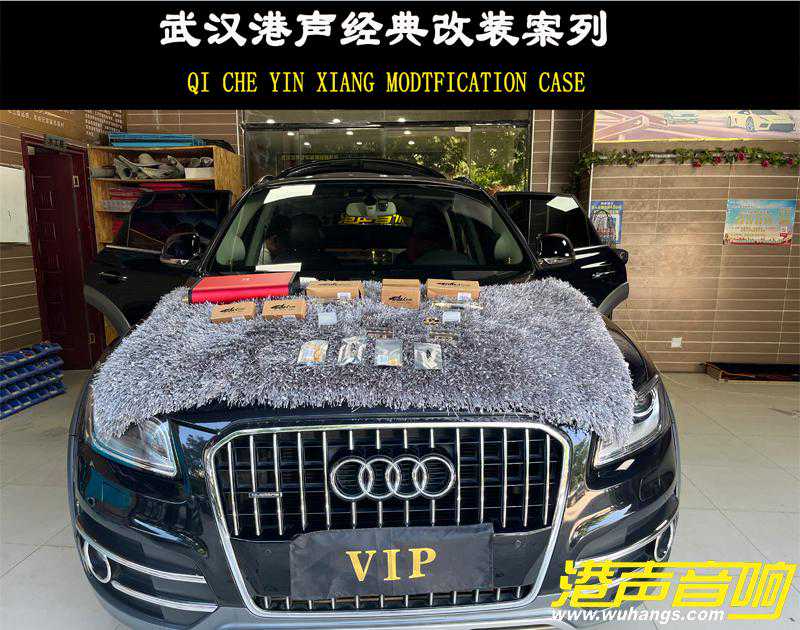 武汉港声汽车音响改装奥迪Q5 丹麦绅士宝西瓜皮-美国TRU钨金功放